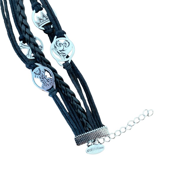 BOGO 🥳 Disney Descendants Leather Strap Bracelet | silver black faux leather - Picture 1 of 5